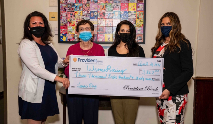Pictured (L-R) Stacey Kavanagh, FVP/Market Manager, Provident Bank; Sister Roseann Mazzeo, Executive Director, Women Rising; Sonali Jhurani, Director, Fund Development, Women Rising; Frances Montagnino, VP/Market Manager, Provident Bank